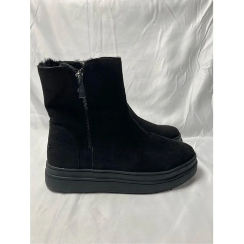 J/SLIDES Trulie Faux Fur-Lined Microsuede Sneaker Booties Black 9